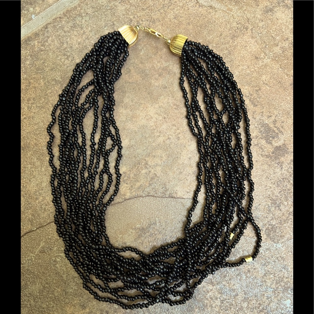 Multi strand Black Bead Necklace